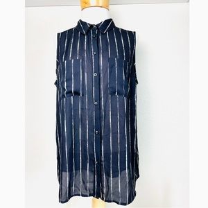 Apt.9 black pinstripe sleeveless button up blouse